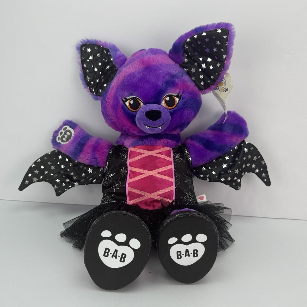 Build a Bear Purple Vampire Starry Night Bat Plush W/Outfit 16" Retired NWT READ